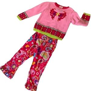 Hanna Andersson butterfly Sweater (Size 4) and pant (Size 3) set